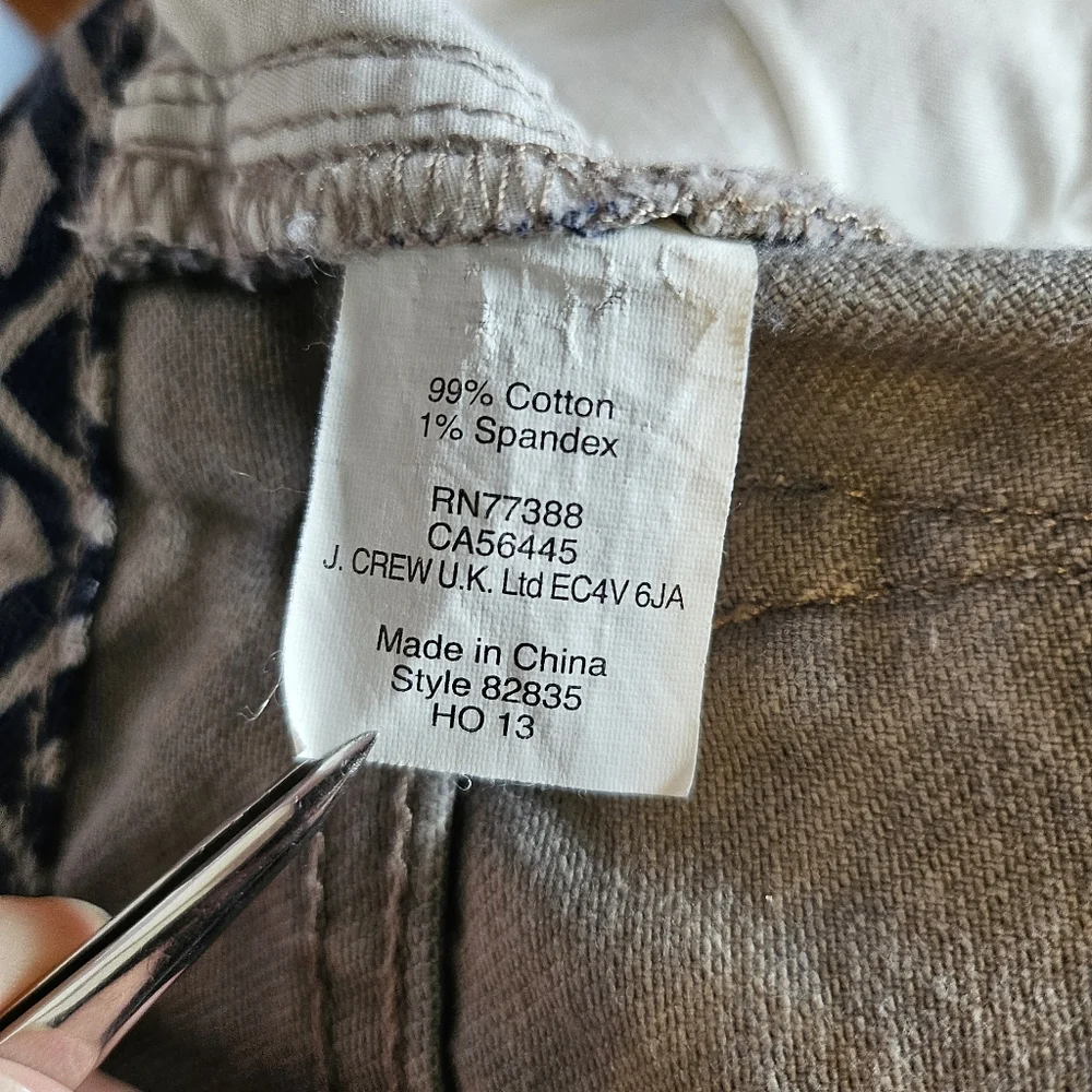 J. Crew Navy & Taupe Geometric Diamond Print Low Rise Stretch Skinny Jeans